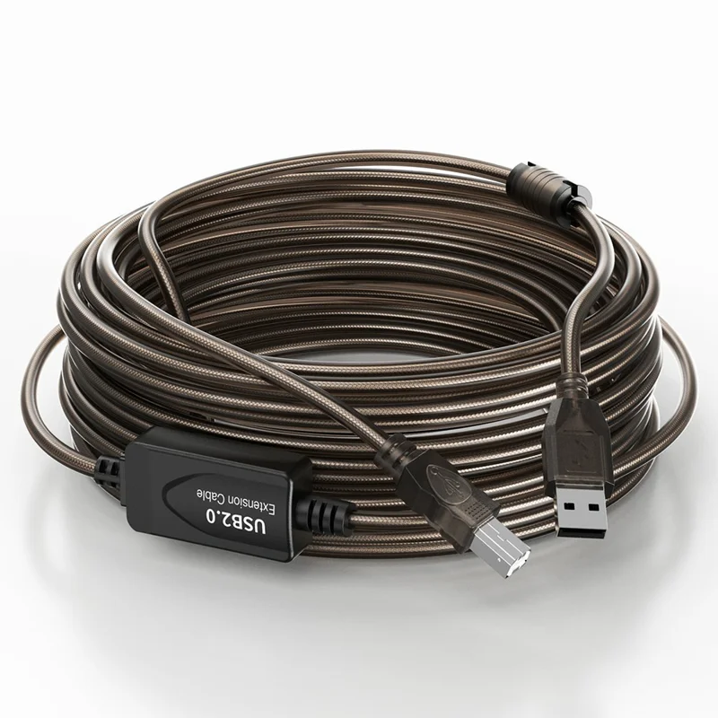 U210AB 15m USB2.0 Male to Square USB Type-B Male Printer Cable PVC Printing Connection Cord