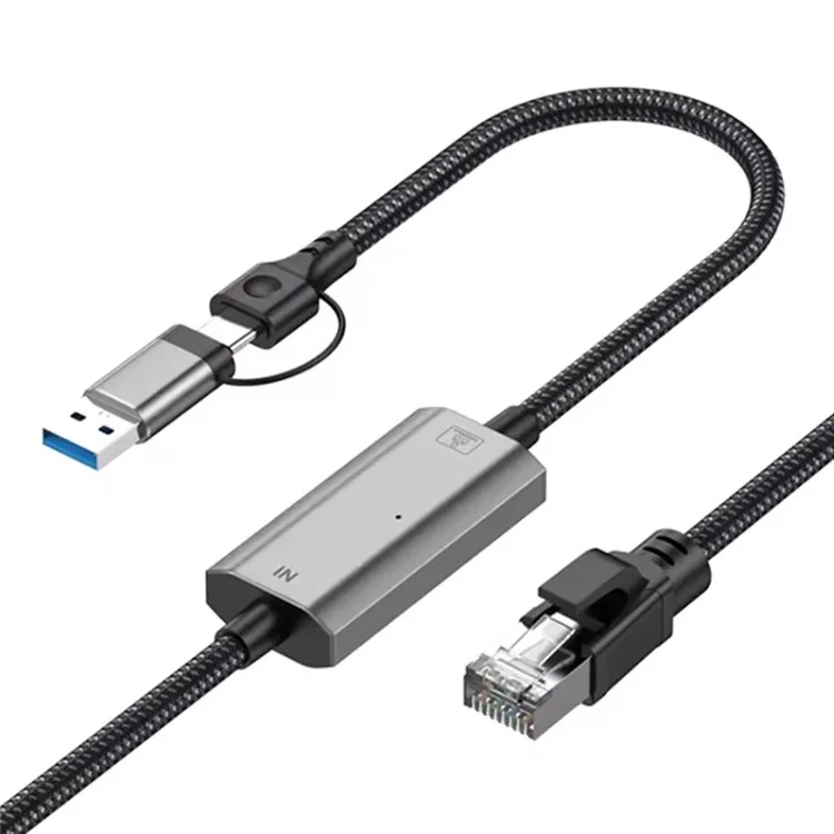 1,2 m USB-C + USB zu RJ45 Ethernet-LAN-Kabel, 2 in 1 Gigabit-Ethernet-Adapter-Kabel für iPhone 15 Series / MacBook Pro