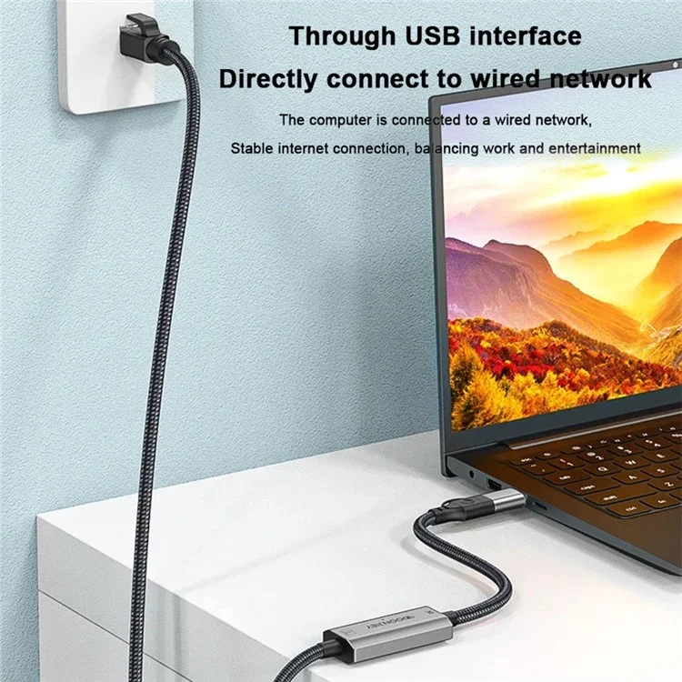 1,2 m USB-C + USB zu RJ45 Ethernet-LAN-Kabel, 2 in 1 Gigabit-Ethernet-Adapter-Kabel für iPhone 15 Series / MacBook Pro