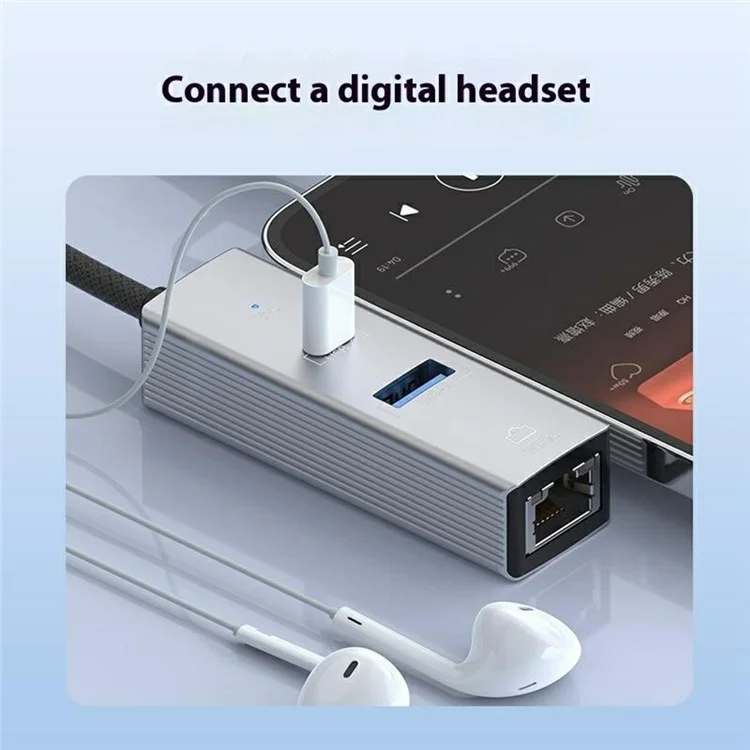 Type-C to USB-A USB-C RJ45 Network Adapter 100Mbps Ethernet Connector - Black