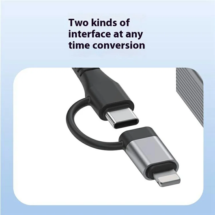 8Pin / Type-C to USB-A USB-C RJ45 Network Adapter Aluminum Alloy 100Mbps Ethernet Connector - Silver