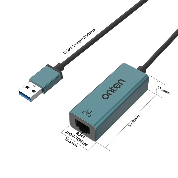 ONTEN 5225D Adaptador USB a RJ45 Convertidor de Red 100 / 10 Mbps Conector Ethernet LAN
