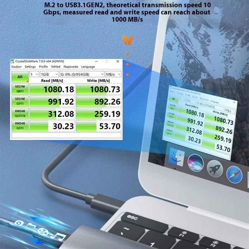Caja externa MAIWO K1689P para SSD M.2 de doble protocolo NVME / SATA, de aluminio y con conexión Tipo-C