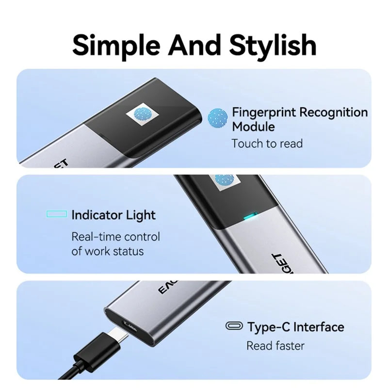 EAGET ET-FM6 2TB 1TB SSD متنقلة بمنفذ Type C 3.2 ونقل بيانات عالي السرعة وتشفير بصمة الإصبع وقرص صلب خارجي