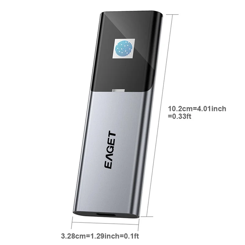 EAGET ET-FM6 2TB 1TB SSD متنقلة بمنفذ Type C 3.2 ونقل بيانات عالي السرعة وتشفير بصمة الإصبع وقرص صلب خارجي