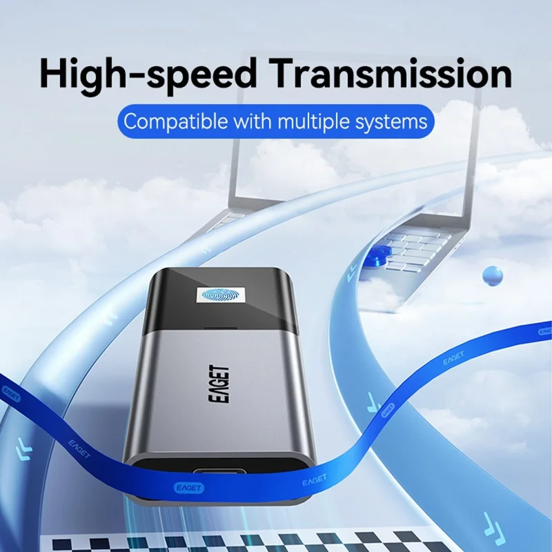 EAGET ET-FM6 2TB 1TB SSD متنقلة بمنفذ Type C 3.2 ونقل بيانات عالي السرعة وتشفير بصمة الإصبع وقرص صلب خارجي