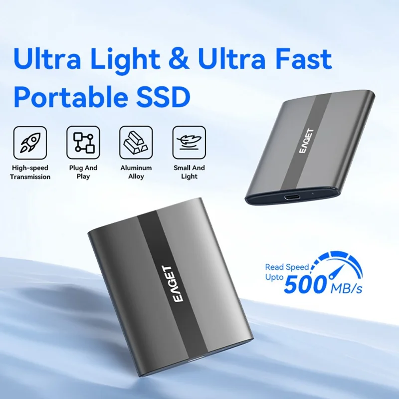 EAGET ET-M8 240GB Portable SSD 500MB / S High Speed Aluminum Alloy Type C External Solid State Drive