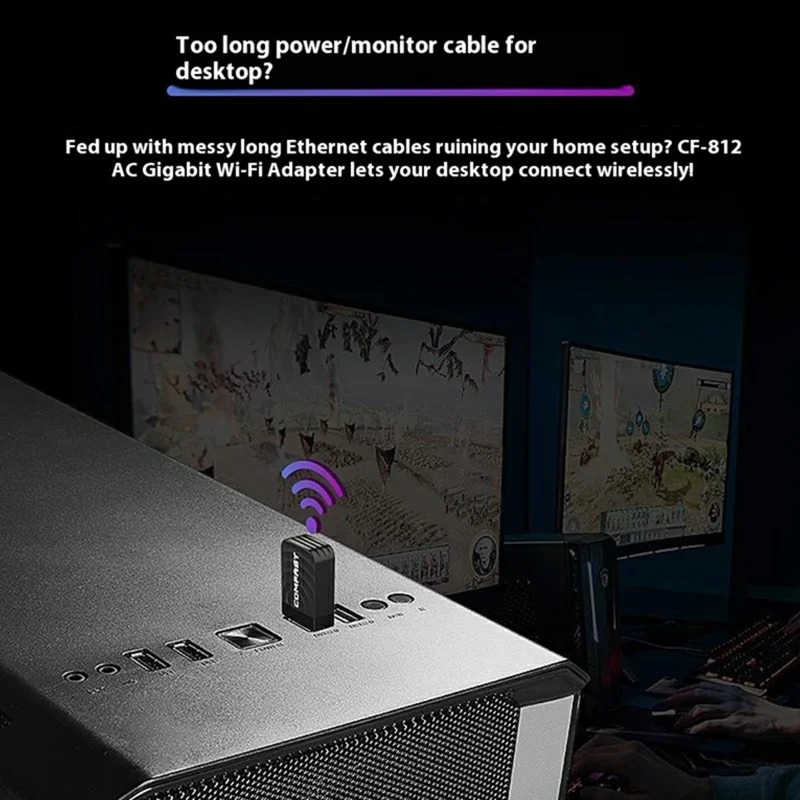 COMFAST CF-812AC For Desktop Laptop Dual Band Gigabit WiFi Adapter 1300Mbps USB 3.0 Wireless Network Card