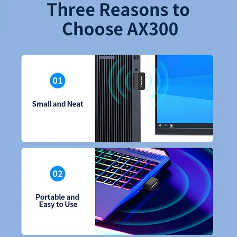 COMFAST CF-940AX 300Mbps 2.4GHz WiFi6 Mini Wireless Network Adapter USB WiFi Dongle