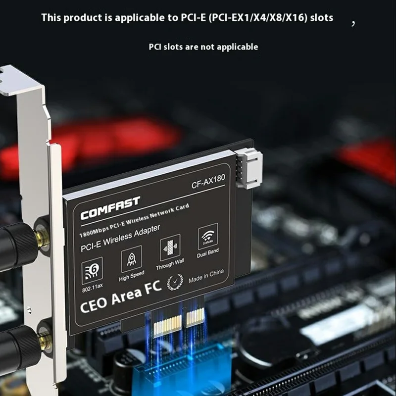 COMFAST CF-AX180 Gigabit WiFi 6 Dual Band 5G Desktop PCI-E Wireless Adapter Network Card