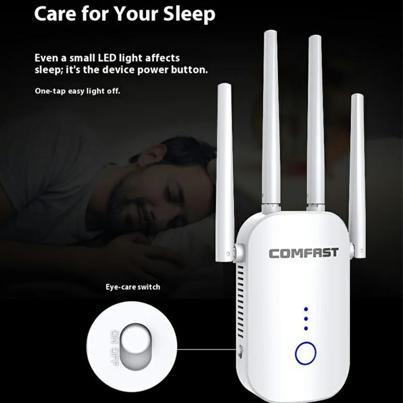 COMFAST CF-WR758AC Dual Band 1200M WiFi Repeater Signal Booster Range Extender - EU Plug