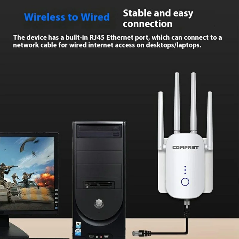 COMFAST CF-WR758AC Dual Band 1200M WiFi Repeater Signal Booster Range Extender - EU Plug