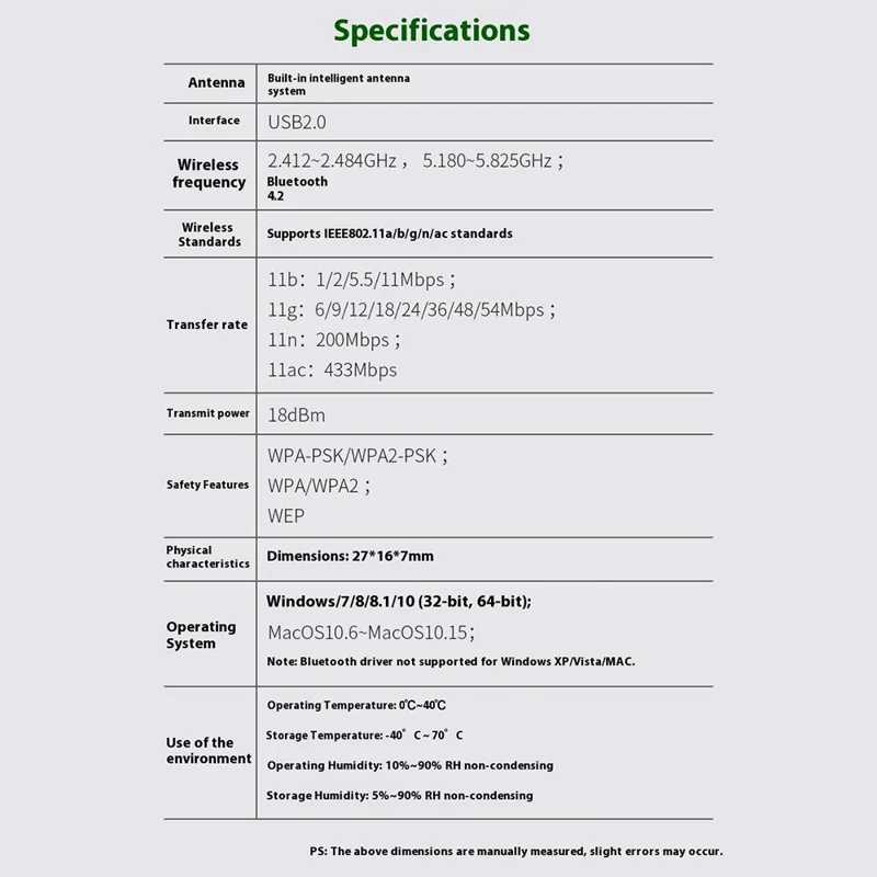 COMFAST CF-813B Wireless Network Adapter WiFi / BT 2 in 1 USB Dongle Network Card for Computer