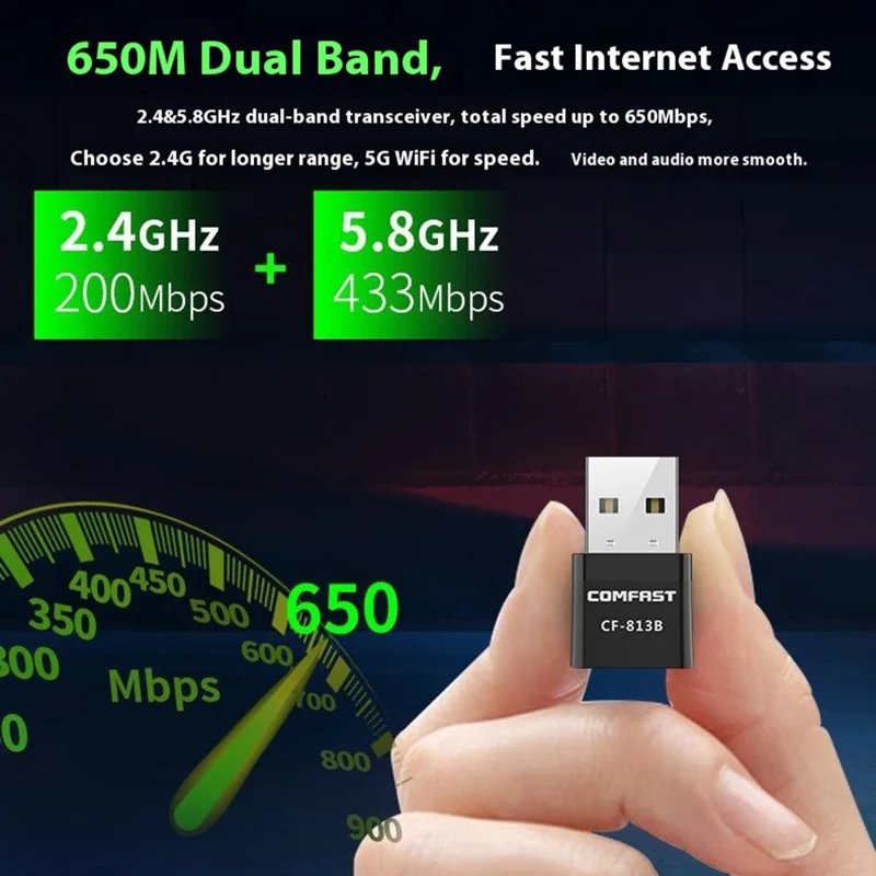 COMFAST CF-813B Wireless Network Adapter WiFi / BT 2 in 1 USB Dongle Network Card for Computer