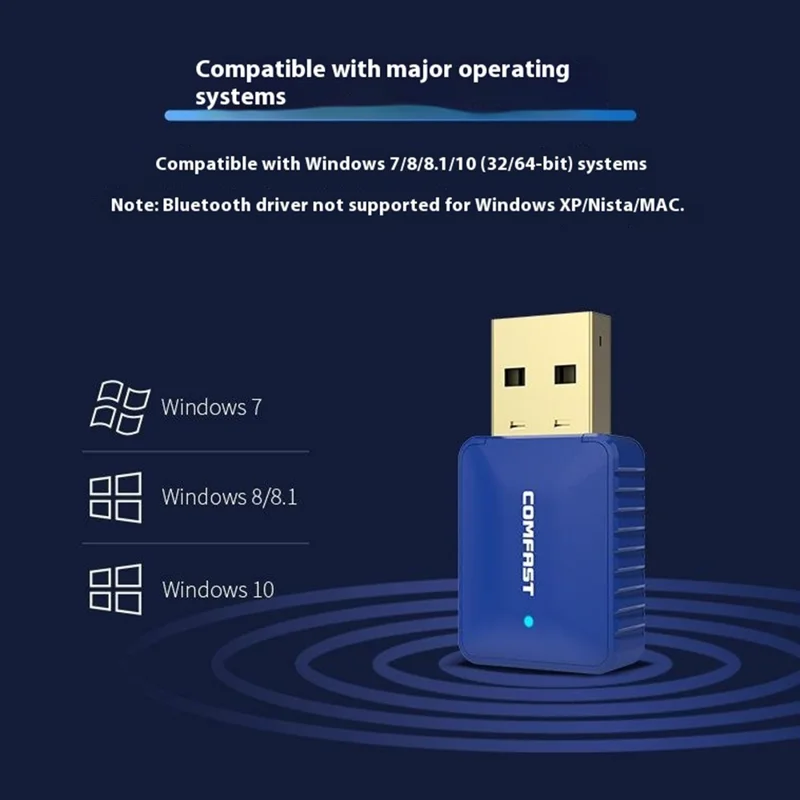 COMFAST CF-726B WiFi BT Adapter Dual Band 2.4G / 5.8G 350Mbps for Desktop / Laptop Plug and Play Wireless Network Card