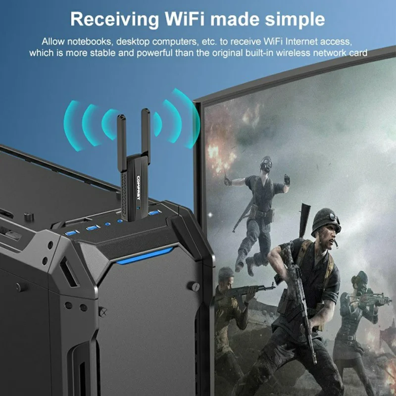 COMFAST CF-921ACv2 Dual Band Wireless Network Adapter Gigabit WiFi Receiver USB Dongle