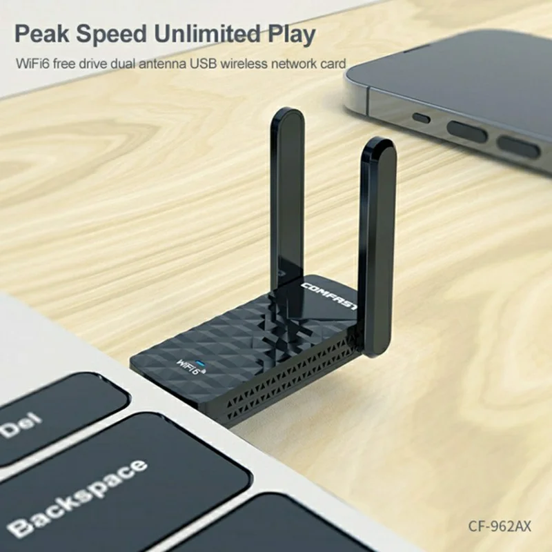 COMFAST CF-962AX USB WiFi 6 Adapter 1800Mbps Dual Band 5G External Wireless Network Card Plug and Play