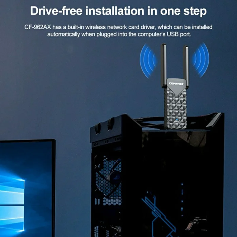 COMFAST CF-962AX USB WiFi 6 Adapter 1800Mbps Dual Band 5G External Wireless Network Card Plug and Play