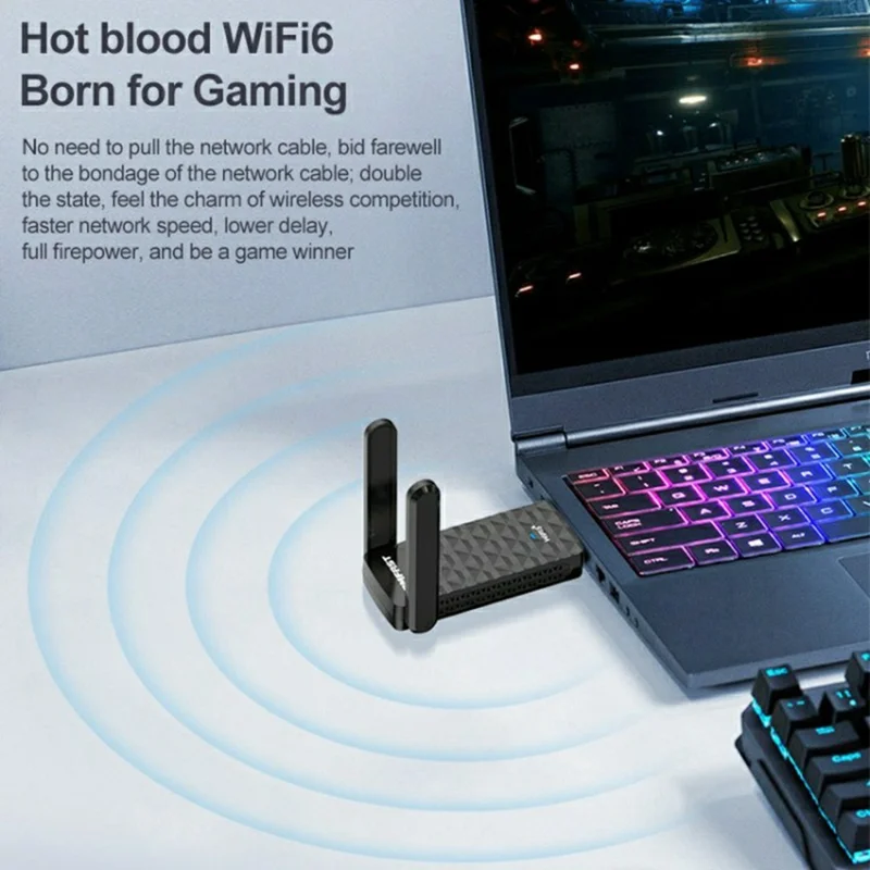 COMFAST CF-962AX USB WiFi 6 Adapter 1800Mbps Dual Band 5G External Wireless Network Card Plug and Play