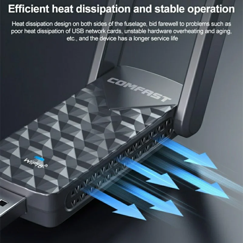 COMFAST CF-962AX USB WiFi 6 Adapter 1800Mbps Dual Band 5G External Wireless Network Card Plug and Play