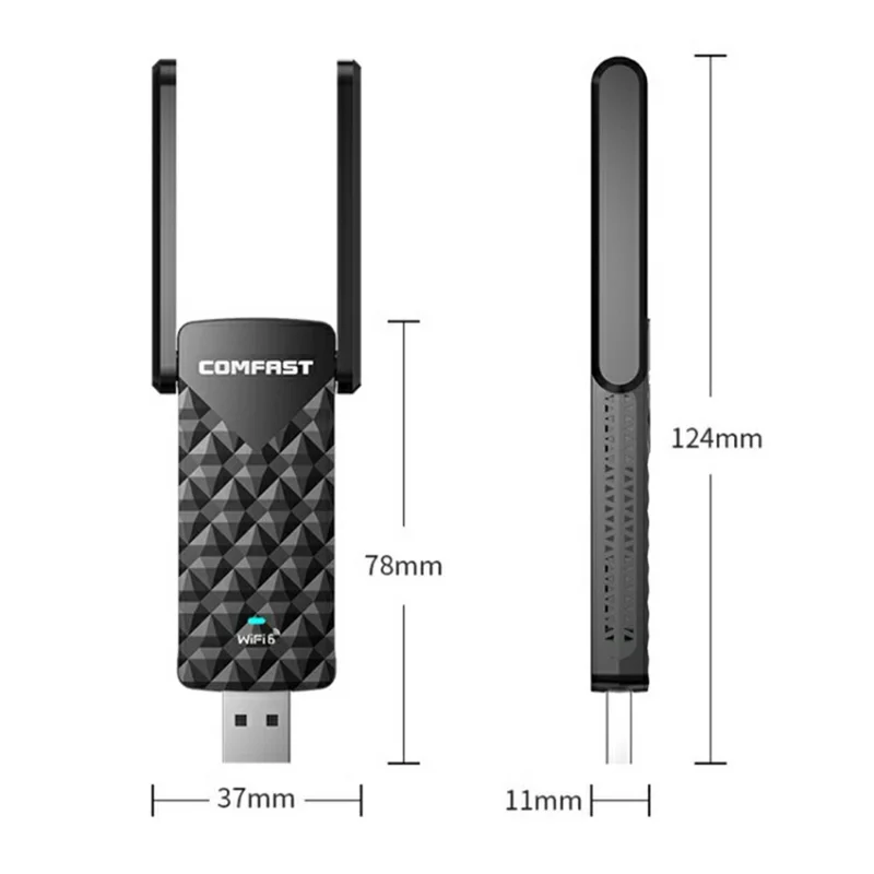 COMFAST CF-962AX USB WiFi 6 Adapter 1800Mbps Dual Band 5G External Wireless Network Card Plug and Play