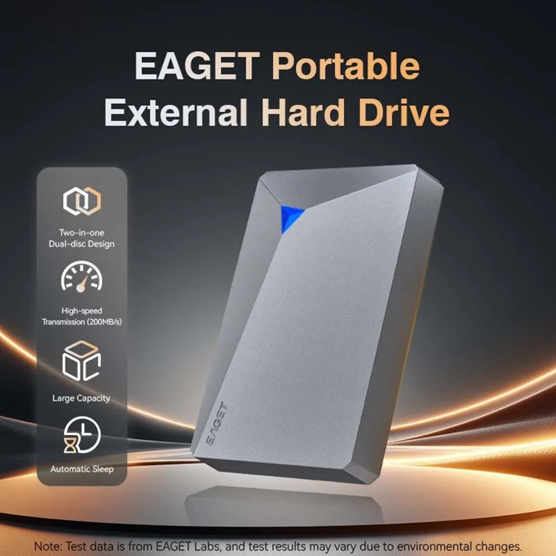 EAGET G20 Ultra-portables externes Festplattenlaufwerk 2TB USB 3.0 200MB/s Hochgeschwindigkeits-HDD für PC PS4 PS5 Xbox