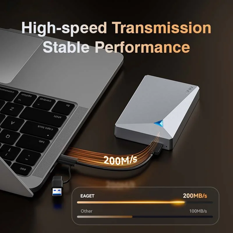 EAGET G20 Ultra-portables externes Festplattenlaufwerk 2TB USB 3.0 200MB/s Hochgeschwindigkeits-HDD für PC PS4 PS5 Xbox