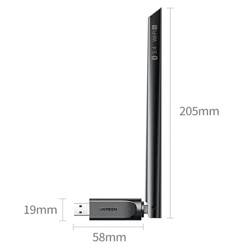 UGREEN CM845 75109 AX900 WiFi 6 Bluetooth-compatible 5.4 USB Wireless Adapter 900Mbps 6dBi Antenna - Black