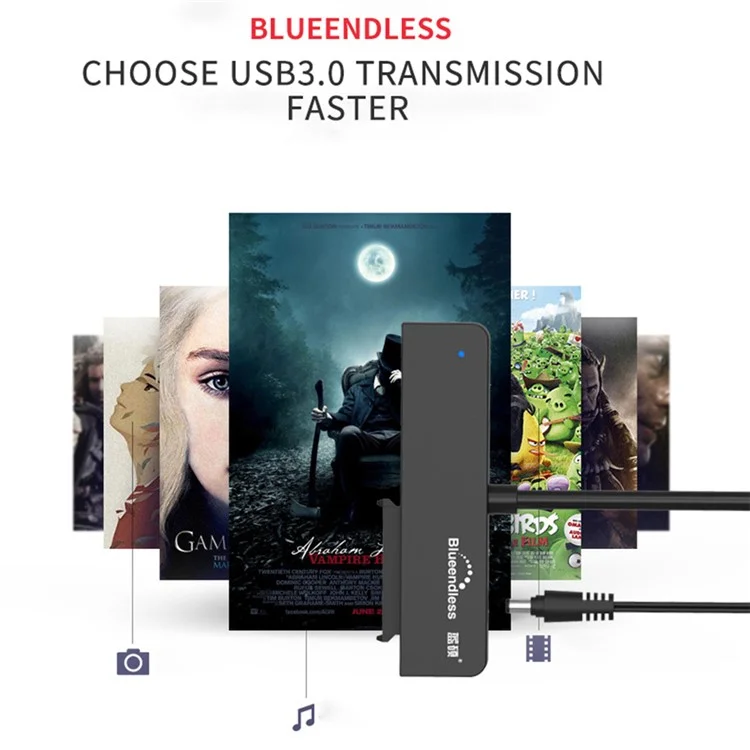 BLUEENDLESS Type-C USB C to 2.5 3.5 SATA Adapter Cable Hard Drive Disk HDD SSD Converter Cable Cord