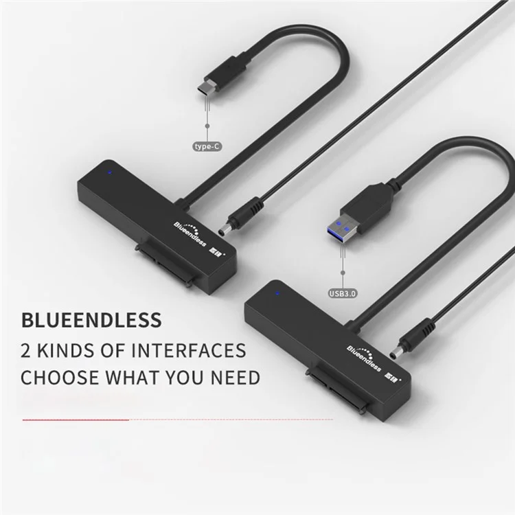 BLUEENDLESS Type-C USB C to 2.5 3.5 SATA Adapter Cable Hard Drive Disk HDD SSD Converter Cable Cord