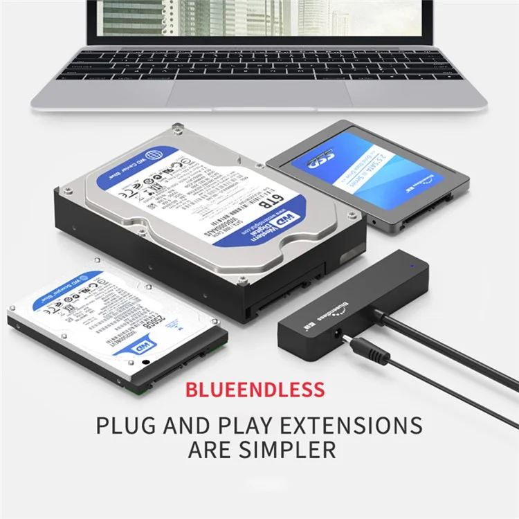 BLUEENDLESS Type-C USB C to 2.5 3.5 SATA Adapter Cable Hard Drive Disk HDD SSD Converter Cable Cord