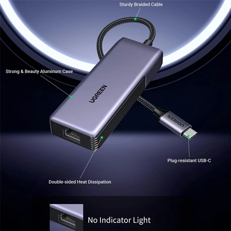 UGREEN CM848 35921 5Gbps USB-C to RJ45 Ethernet Adapter Aluminum Alloy Shell - Grey