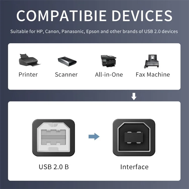 JASOZ D105 T-D118 5m USB 2.0 Print Cable USB Type A to B Male to Male Printer Cable with Gold-Plated Interface