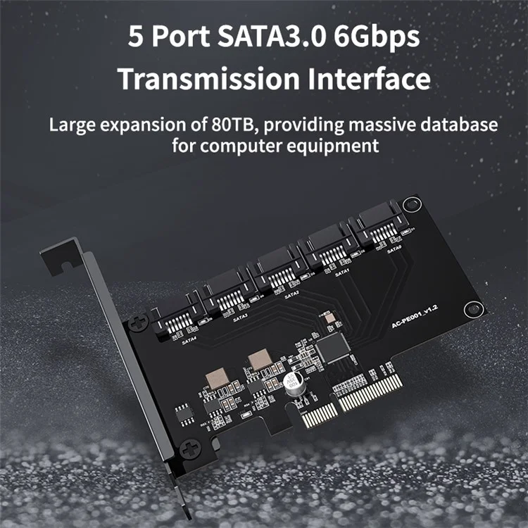 ACASIS AC-PE001 5 Ports SATA 6Gbps to PCI Express Controller Card PCI-e to SATA III Adapter/Converter Pcie Riser Expansion Adapter Board for PC