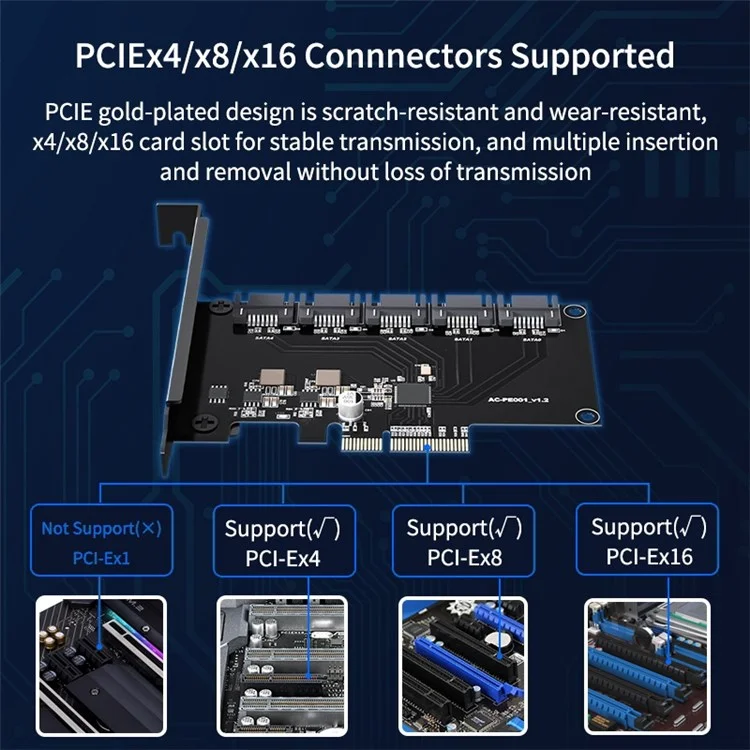 ACASIS AC-PE001 5 Ports SATA 6Gbps to PCI Express Controller Card PCI-e to SATA III Adapter/Converter Pcie Riser Expansion Adapter Board for PC