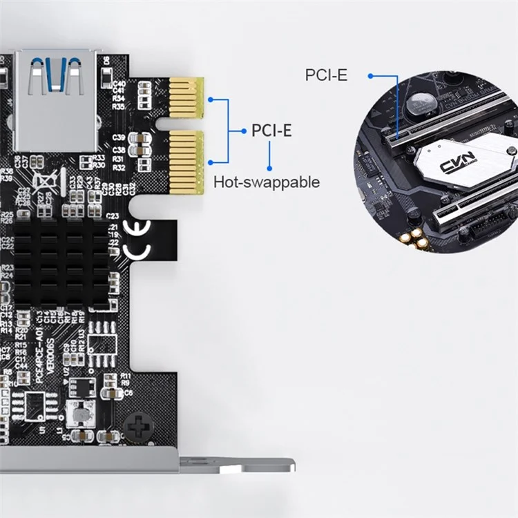 ACASIS PE031 PCI-E 1 à 4 Pci-express Riser Carte PCI-E 1x à 4 PCI-E USB 3.0 Adaptateur Multiplicateur Expansion Carte