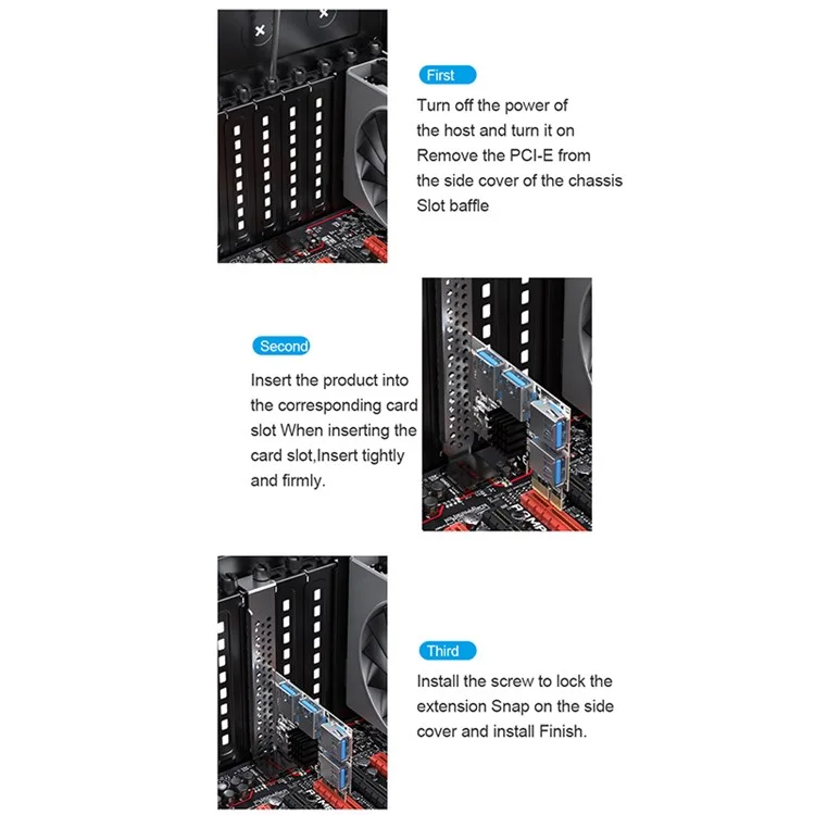 ACASIS PE031 PCI-E 1 à 4 Pci-express Riser Carte PCI-E 1x à 4 PCI-E USB 3.0 Adaptateur Multiplicateur Expansion Carte