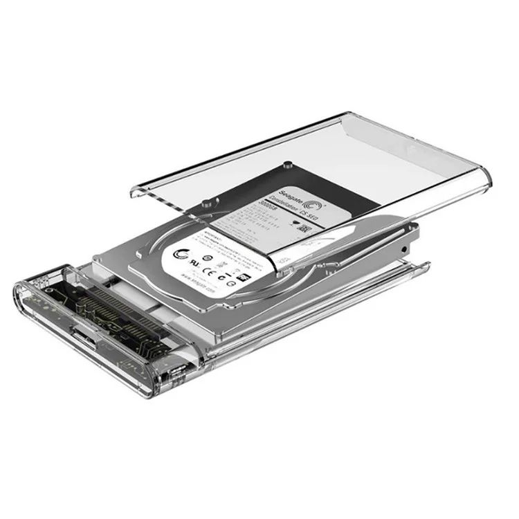 2.5'' External Hard Drive Enclosure USB 3.0 to SATA Clear Hard Disk Case for Mac OS and Windows, Supporting Max 6TB
