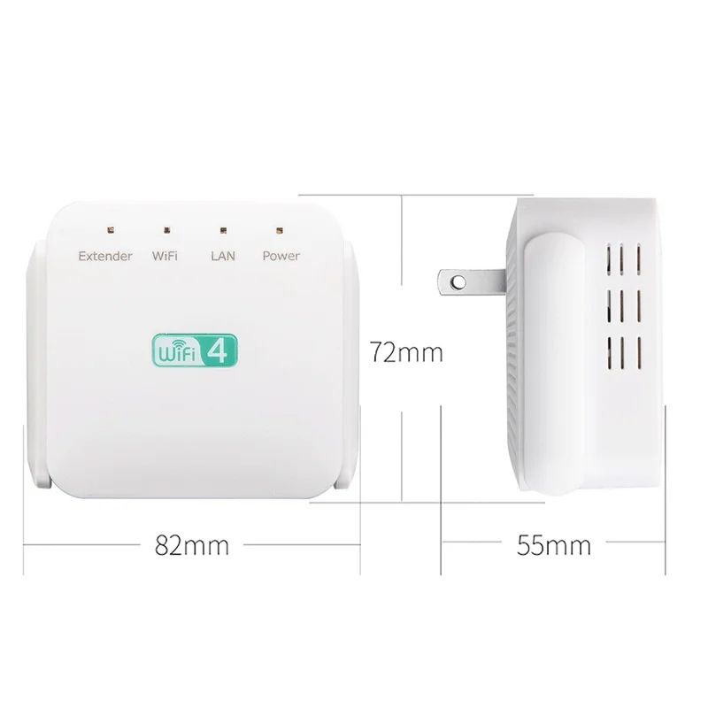 WD-611U 300Mbps 2.4GHz WiFi Extender Repeater Wireless Signal Booster Amplifier - Black / US Plug