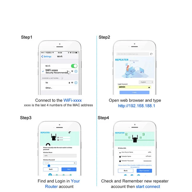 WD-611U 300Mbps 2.4GHz WiFi Extender Repeater Wireless Signal Booster Amplifier - Black / UK Plug