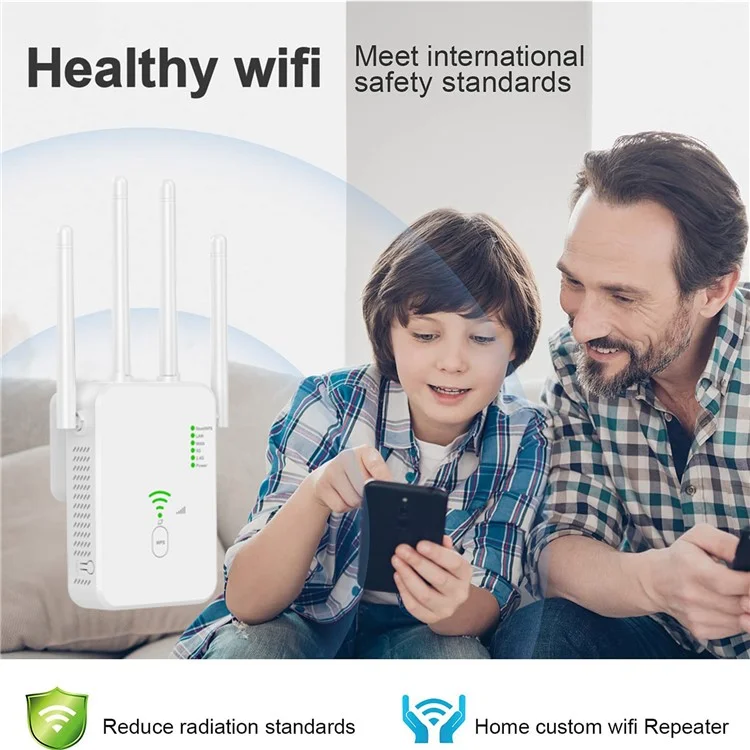 Ripetitore WiFi UNT-10 Router Amplificatore di segnale wireless Dual-Band 1200Mbps - Nero / Spina UK 
