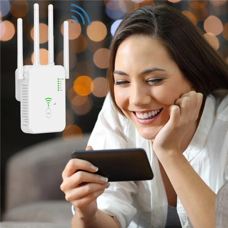 Ripetitore WiFi UNT-10 Router Amplificatore di segnale wireless Dual-Band 1200Mbps - Nero / Spina UK 