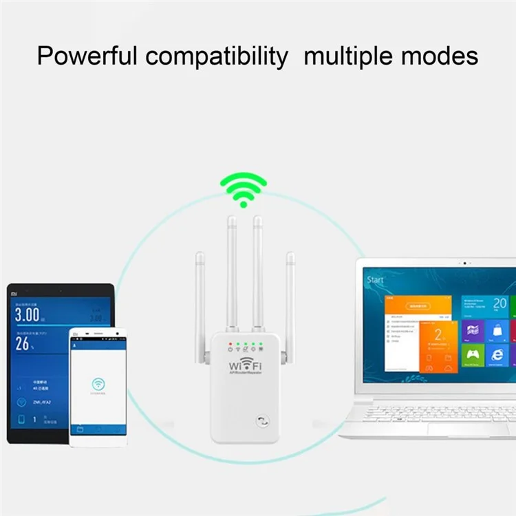 Repetidor Inalámbrico U9 Función 3-en-1 Wi-Fi Signal Booster 300Mbps WiFi Extensor - Negro / Enchufe de Ee. Uu.