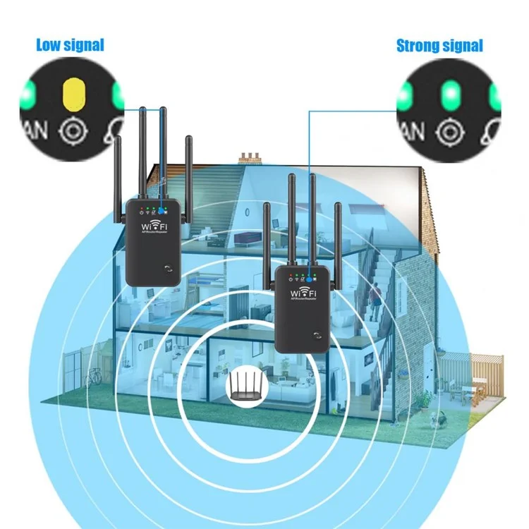 U9 Wireless Repeater 3-in-1 Function Wi-Fi Signal Booster 300Mbps WiFi Extender - Schwarz / US-Stecker
