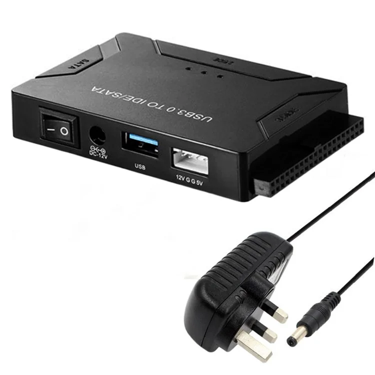 USB3.0 Hard Drive Adapter USB3.0 to SATA / IDE Converter with Power Switch Multifunctional Easy Drive Cable - UK Plug