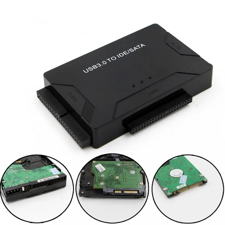USB3.0 Hard Drive Adapter USB3.0 to SATA / IDE Converter with Power Switch Multifunctional Easy Drive Cable - UK Plug