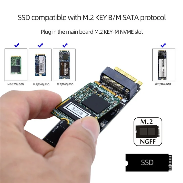 SA-050 SATA NGFF Key B+M SSD zu NVME M-key Motherboard Adapter Konverter SSD Karte JMB582
