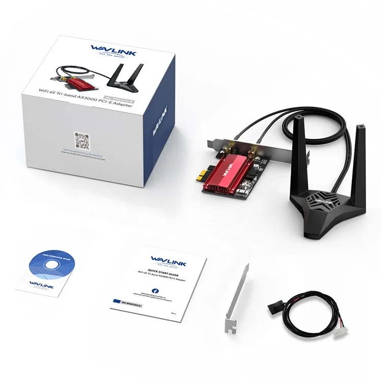 WAVLINK WS-WN675X2-B Bluetooth-совместимая сетевая карта Wi-Fi 6E AX3000 PCIe, трехдиапазонный беспроводной адаптер со скоростью 3000 Мбит/с для ПК