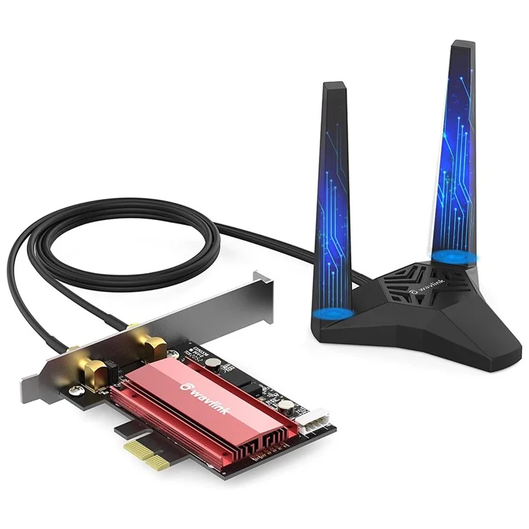 WAVLINK WS-WN675X2-B Bluetooth-совместимая сетевая карта Wi-Fi 6E AX3000 PCIe, трехдиапазонный беспроводной адаптер со скоростью 3000 Мбит/с для ПК