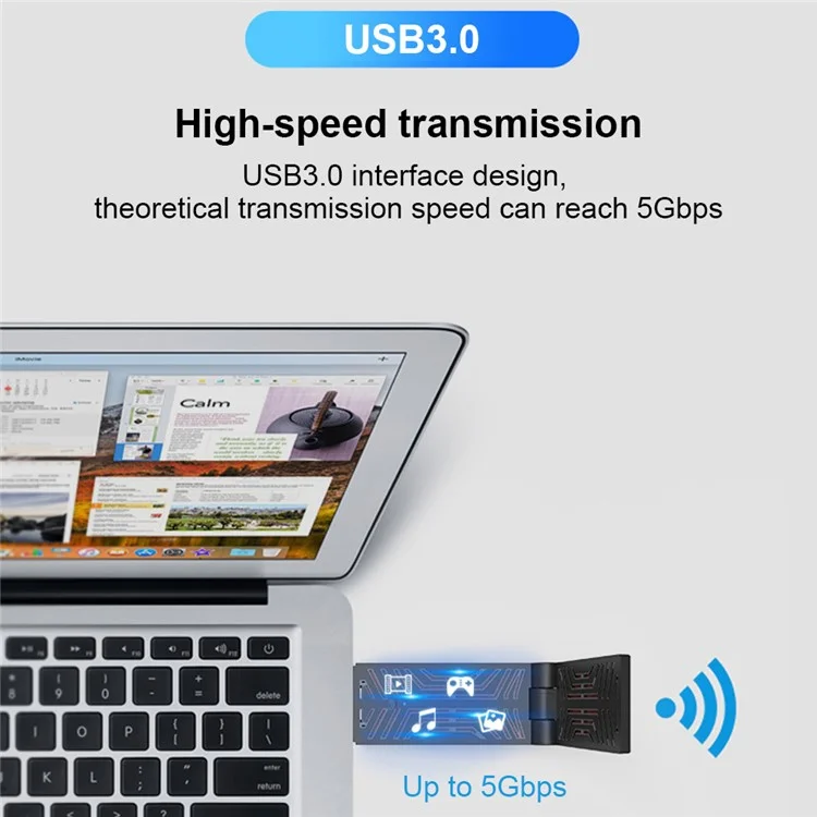 WAVLINK WS-WN690A5D-A Tarjeta de Red USB 3.0 AC1900M de 2.4 GHz y 5 GHz de Banda Dual Adaptador Inalámbrico para PC
